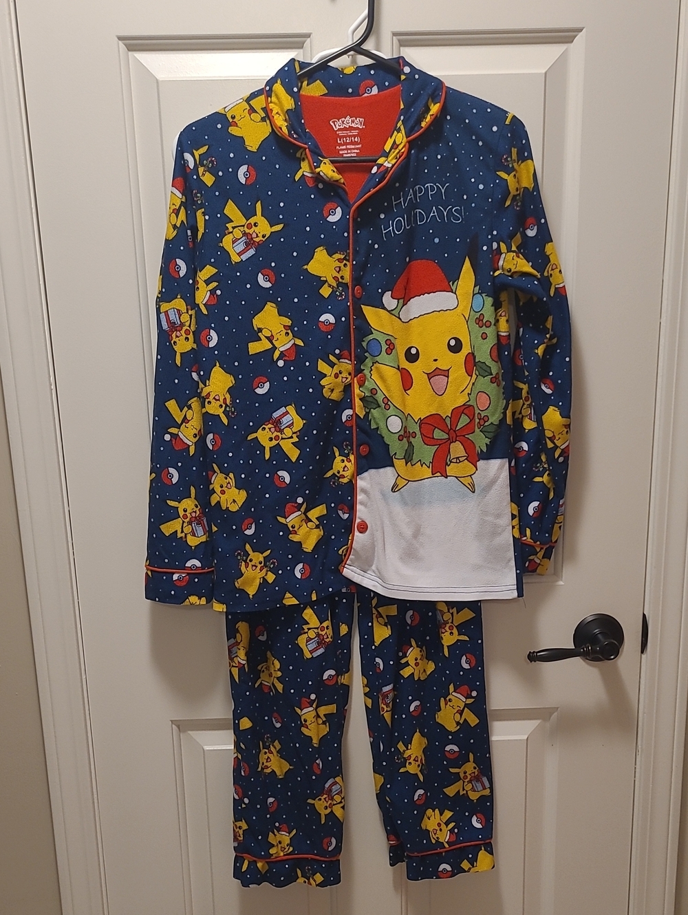 Pokemon Pikachu Navy Holiday Pajama Set L